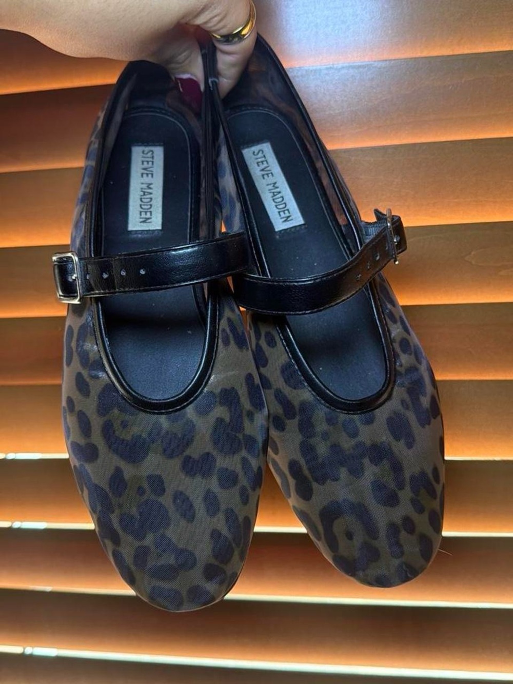 Steve Madden Leopard-Print Mary Jane Flats in Brown and Black